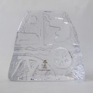 Skruf Sweden full lead crystal art glass large abstract paperweight, industrial