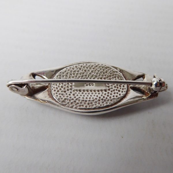 Sterling silver 925 brooch & black oval onyx gemstone, vintage/antique mourning - Image 10