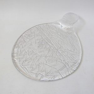 Swedish glass serving cheese plate platter. Guldkrokens Glashytta HJA. Brutalist