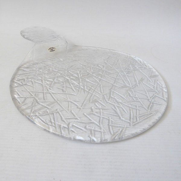 Swedish glass serving cheese plate platter. Guldkrokens Glashytta HJA. Brutalist - Image 5