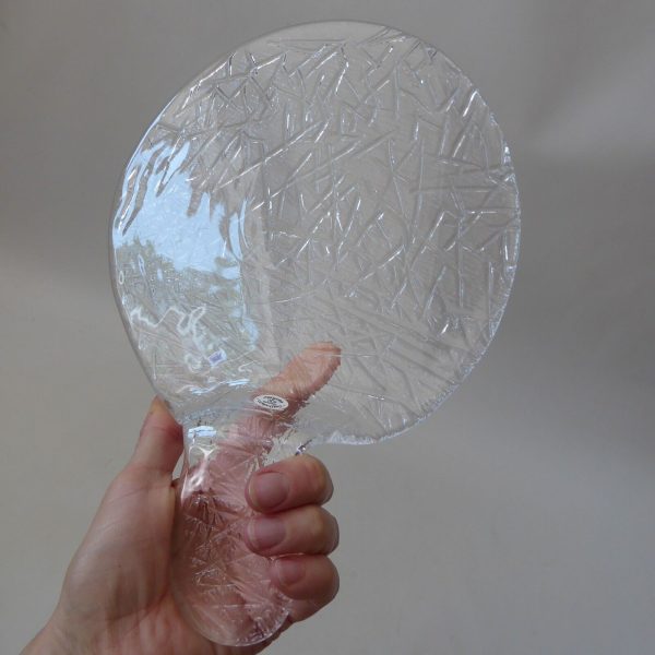 Swedish glass serving cheese plate platter. Guldkrokens Glashytta HJA. Brutalist - Image 8
