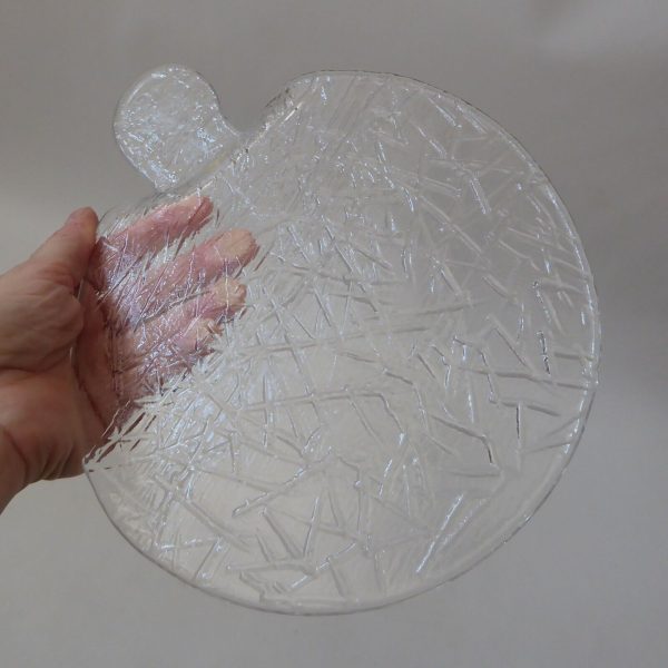 Swedish glass serving cheese plate platter. Guldkrokens Glashytta HJA. Brutalist - Image 9