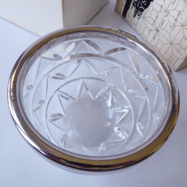 USSR crystal bowl, vintage. Boxed small cut glass + silverplated. Caenaho B CCCP - Image 11