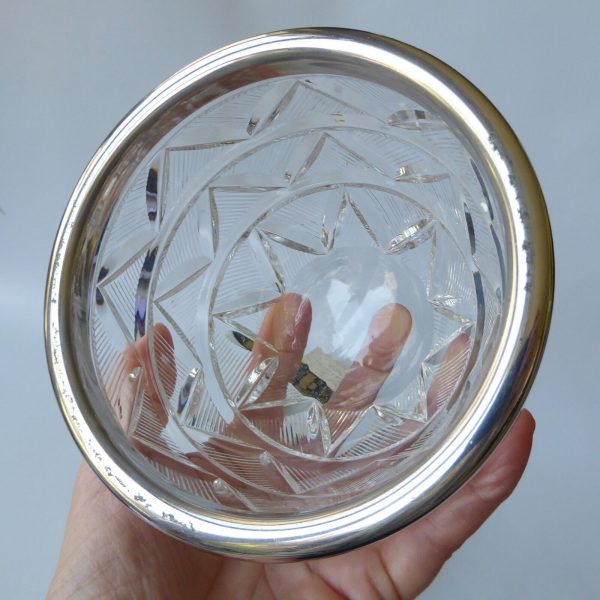 USSR crystal bowl, vintage. Boxed small cut glass + silverplated. Caenaho B CCCP - Image 12