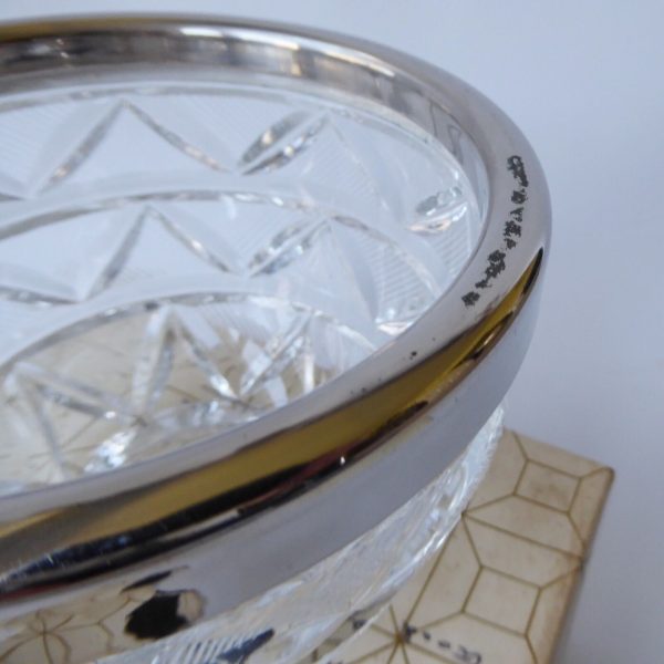 USSR crystal bowl, vintage. Boxed small cut glass + silverplated. Caenaho B CCCP - Image 15