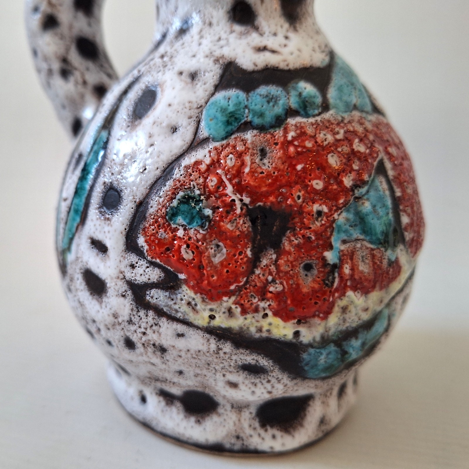 Vallauris mid century French ceramic pottery FISh jug vase, fat lava retro 1960s - Image 2