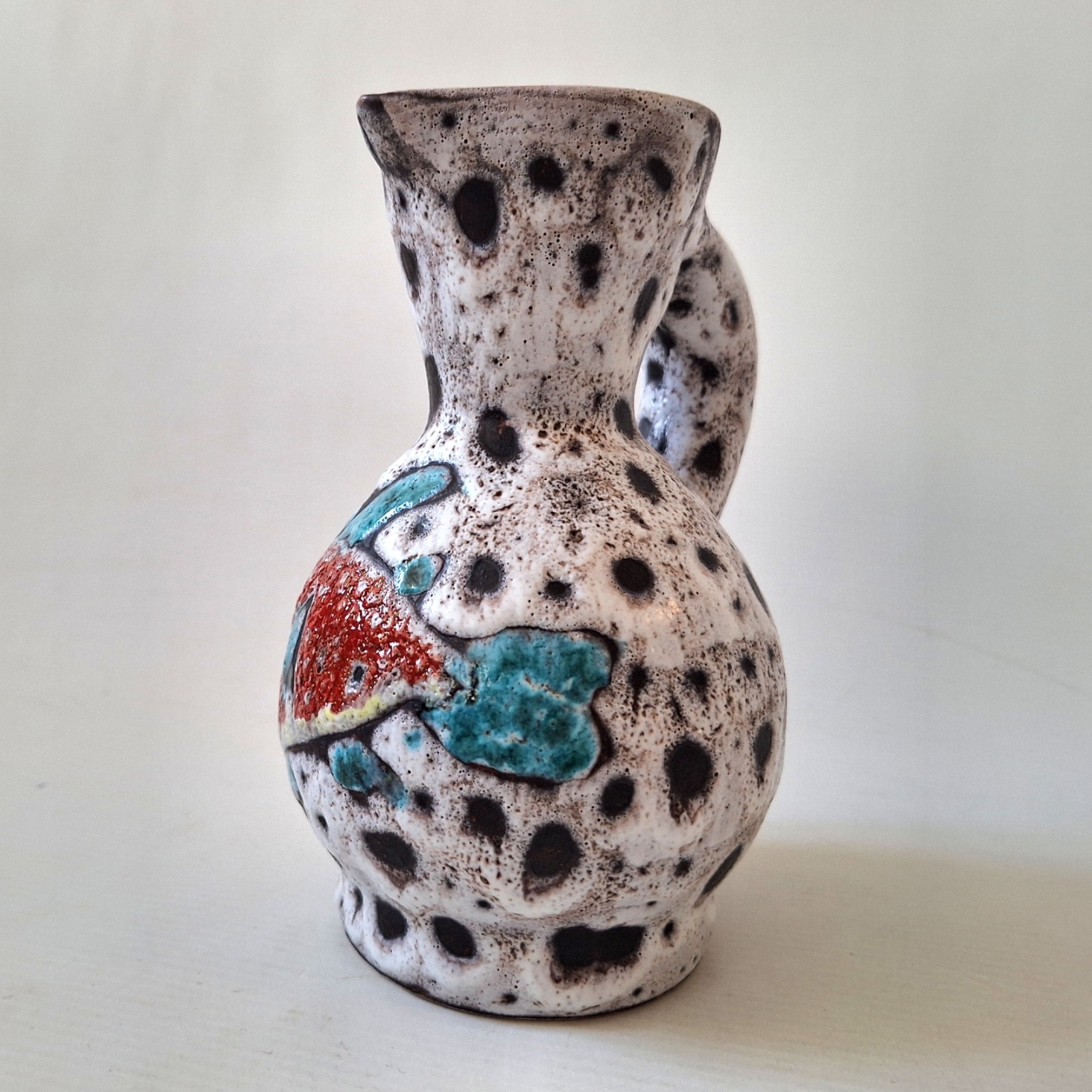 Vallauris mid century French ceramic pottery FISh jug vase, fat lava retro 1960s - Image 5