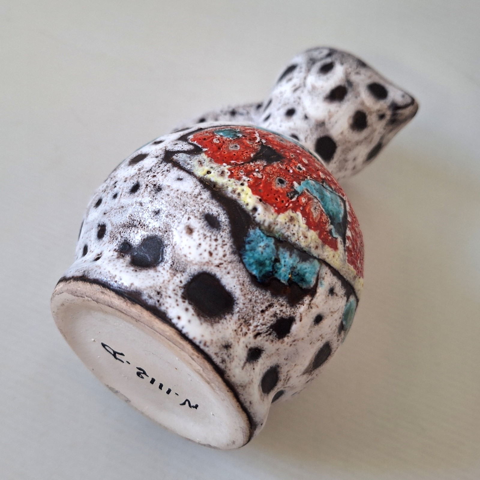 Vallauris mid century French ceramic pottery FISh jug vase, fat lava retro 1960s - Image 9