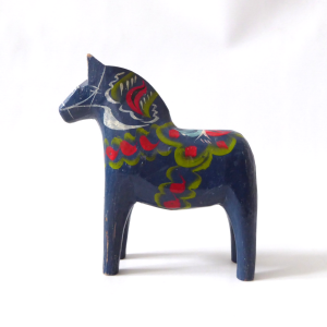 Vintage 6" Dala horse figure Grannas A Olsson. Wood traditional Swedish folk art