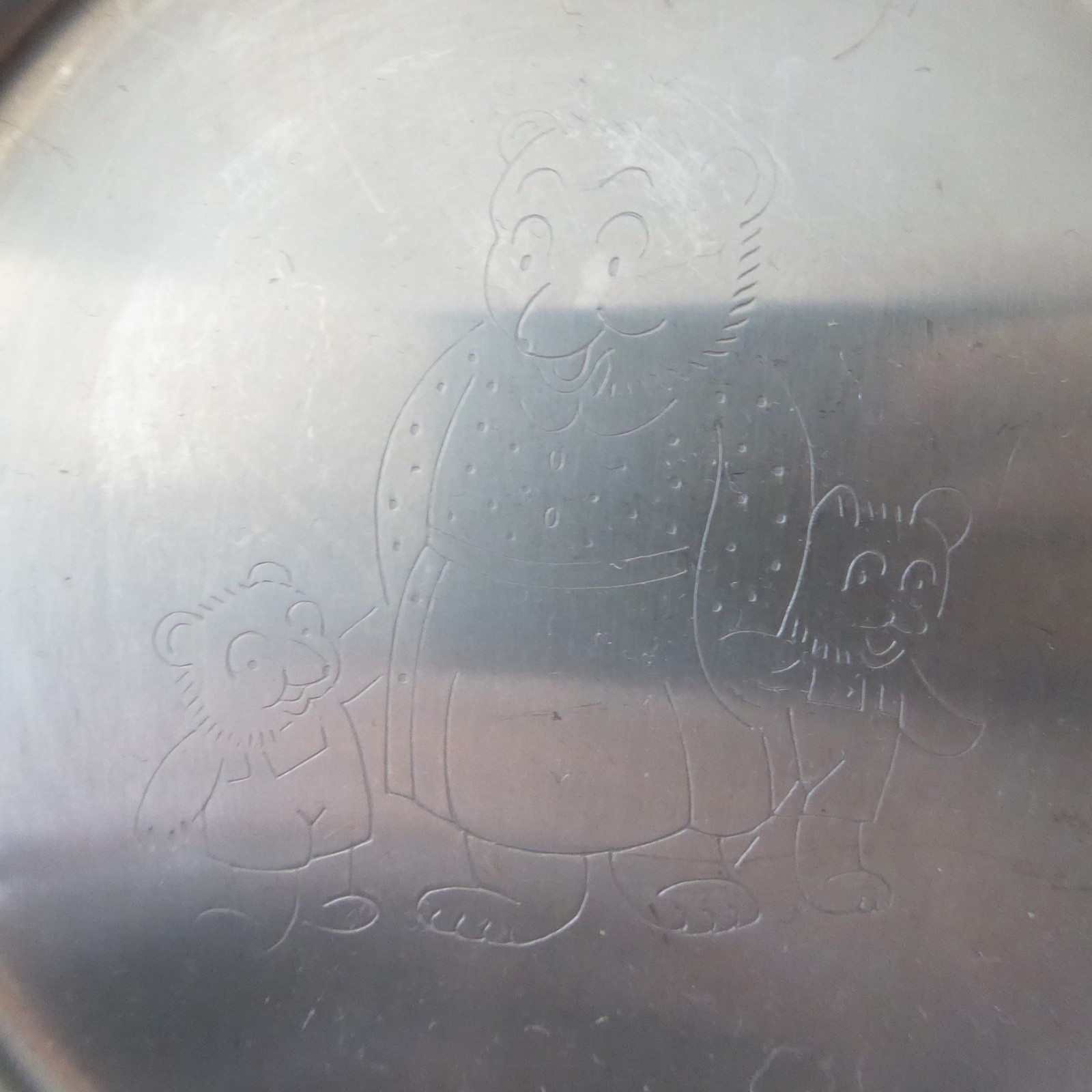 Vintage DKF LUNDTOFTE Denmark 3 bears stainless steel children's kid's dish bowl - Image 7