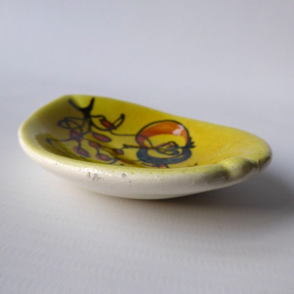 Vintage Italian pottery ceramic pin dish, apples. Yellow signed 512 10 Italy. - Image 6