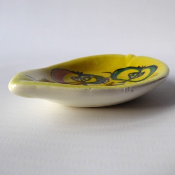 Vintage Italian pottery ceramic pin dish, apples. Yellow signed 512 10 Italy. - Image 7