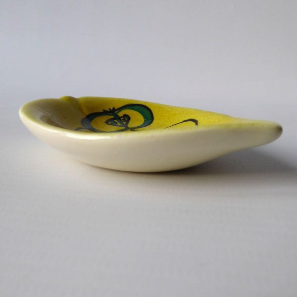 Vintage Italian pottery ceramic pin dish, apples. Yellow signed 512 10 Italy. - Image 8