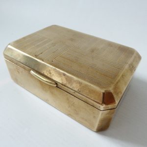 Vintage Marcovitch Black & White Cigarettes box tin, Art Deco 30s/40s brass