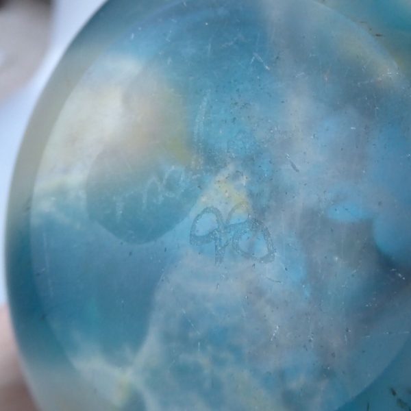 Vintage Mdina Crystal Blue Stripe crizzle art glass frosted square bowl, 1998 - Image 14