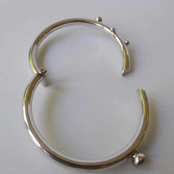 Vintage Mexico silver 925 silver chunky modernist bangle, gemstones, TD-77 Taxco - Image 12