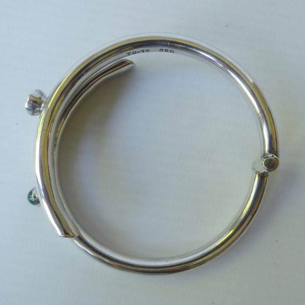 Vintage Mexico silver 925 silver chunky modernist bangle, gemstones, TD-77 Taxco - Image 14