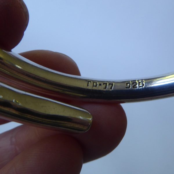 Vintage Mexico silver 925 silver chunky modernist bangle, gemstones, TD-77 Taxco - Image 15