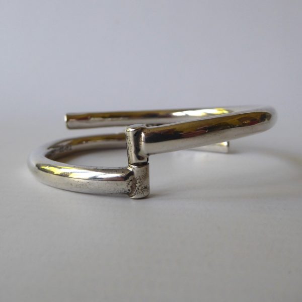 Vintage Mexico silver 925 silver chunky modernist bangle, gemstones, TD-77 Taxco - Image 9