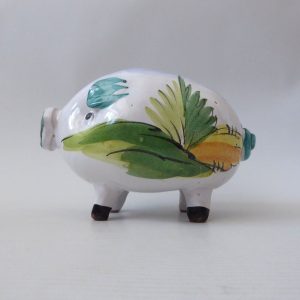 Vintage Montrose Italy 2168 piggy bank money box. Mid century painted + label
