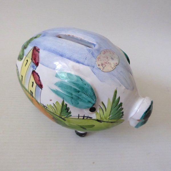 Vintage Montrose Italy 2168 piggy bank money box. Mid century painted + label - Image 8