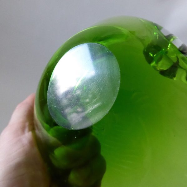Vintage Murano big art glass bowl. Lime green cased dish, 1960s 1970s MCM retro - Image 11