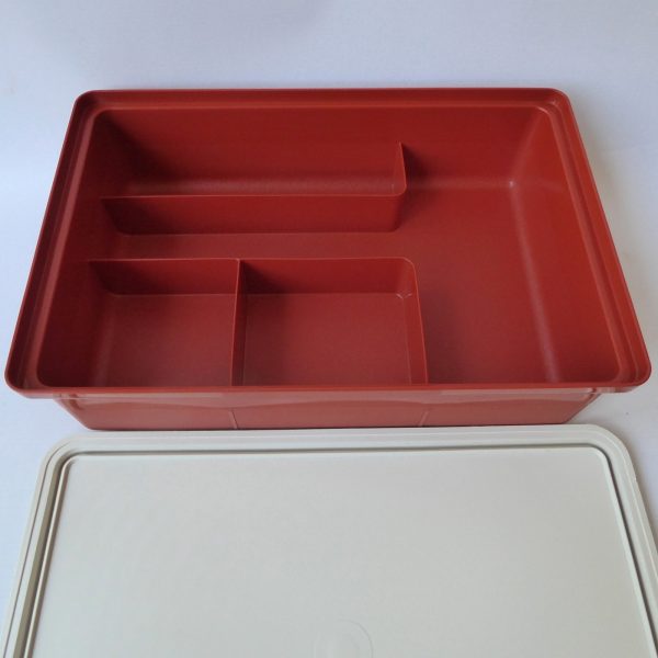 Vintage Tupperware Tuppercraft storage box. 1970s/1980s orange plastic container - Image 4