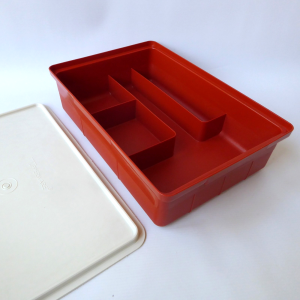Vintage Tupperware Tuppercraft storage box. 1970s/1980s orange plastic container