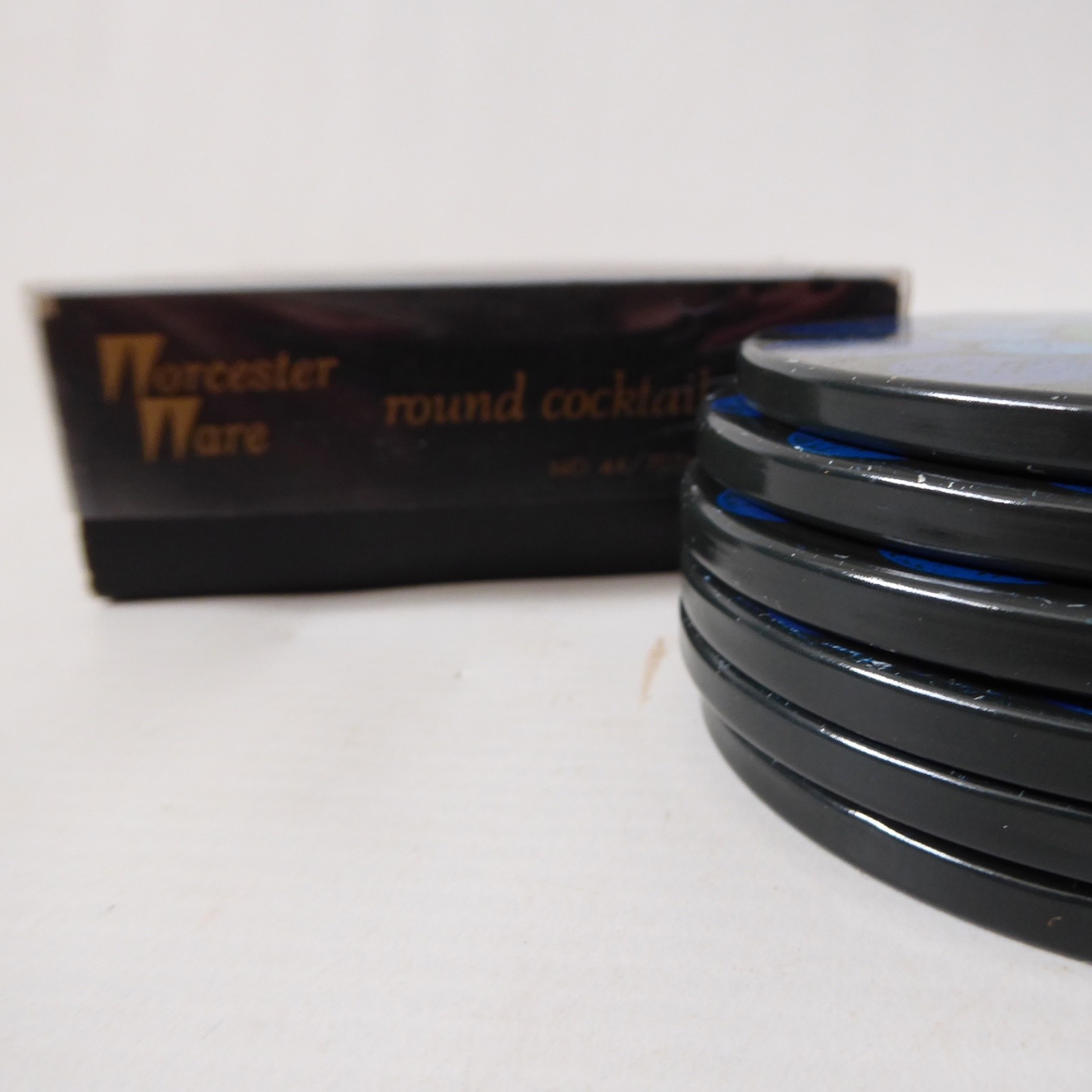 Vintage boxed set six Worcester Ware round cocktail mats, coasters. Retro 1970s - Image 12
