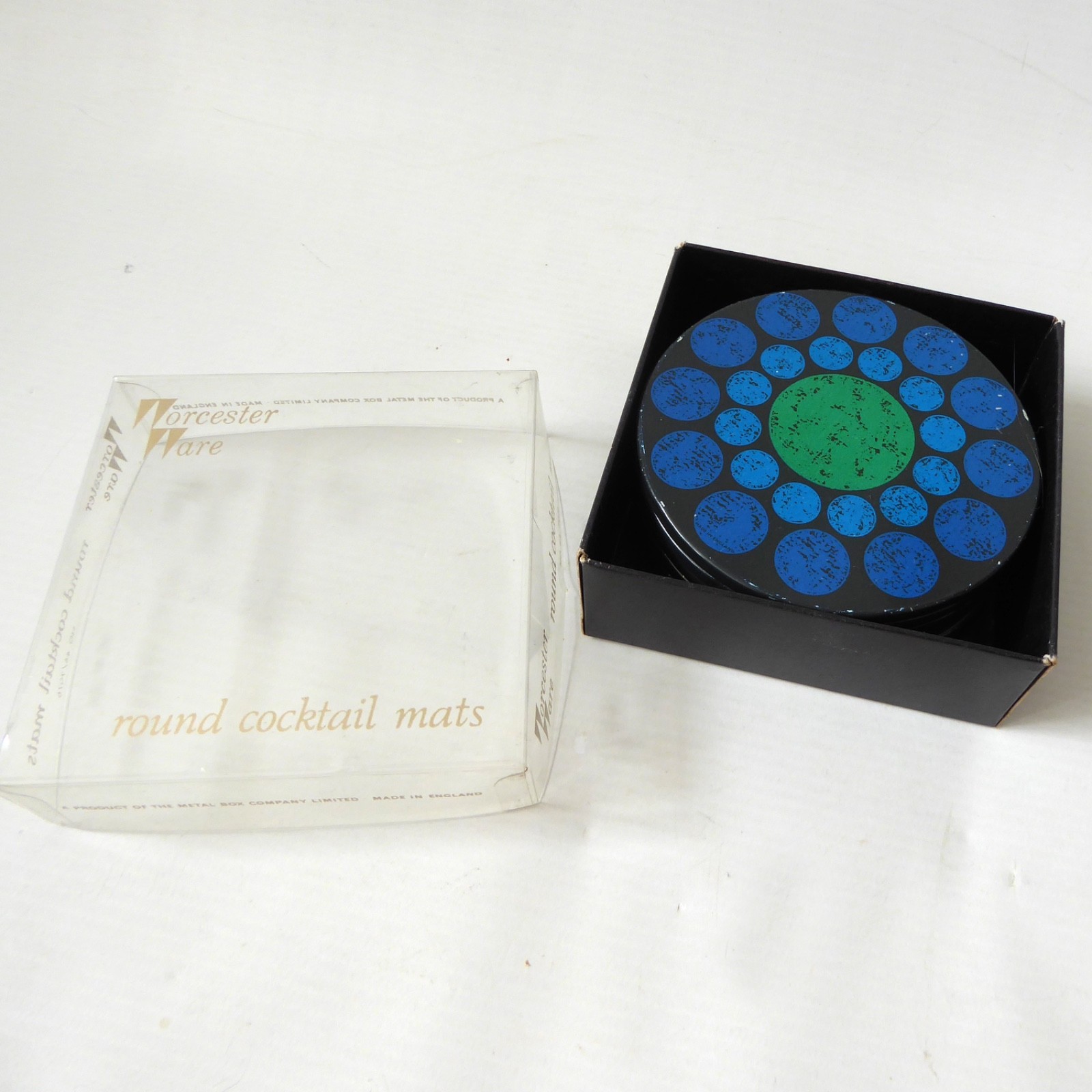 Vintage boxed set six Worcester Ware round cocktail mats, coasters. Retro 1970s - Image 6