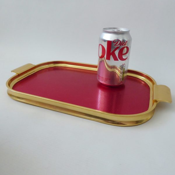 Vintage red & gold 12" drinks tray by Carefree.  1960s/1970s retro rectangular - Image 3