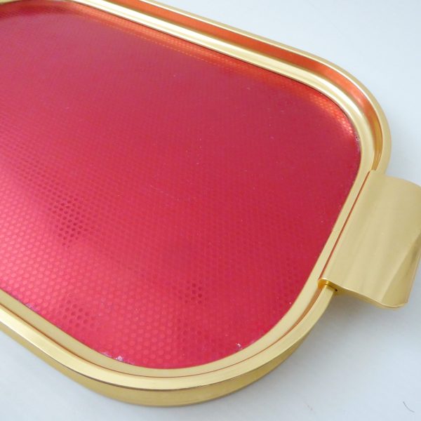 Vintage red & gold 12" drinks tray by Carefree.  1960s/1970s retro rectangular - Image 7