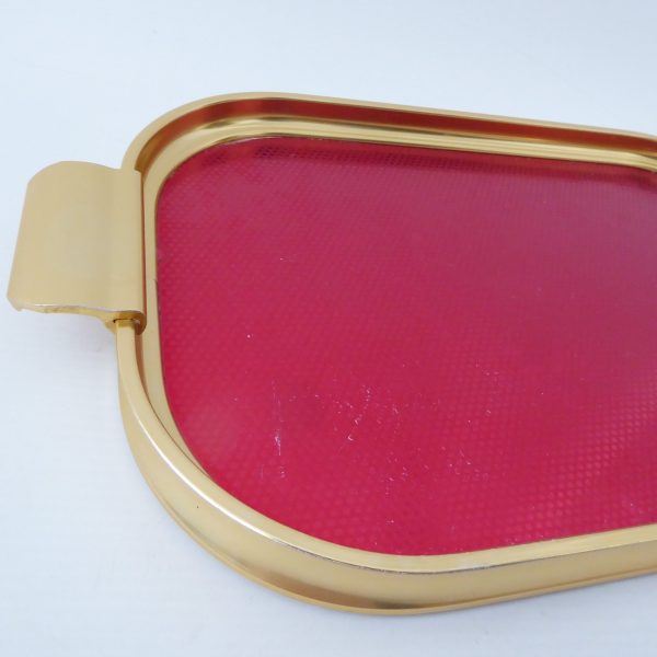Vintage red & gold 12" drinks tray by Carefree.  1960s/1970s retro rectangular - Image 8