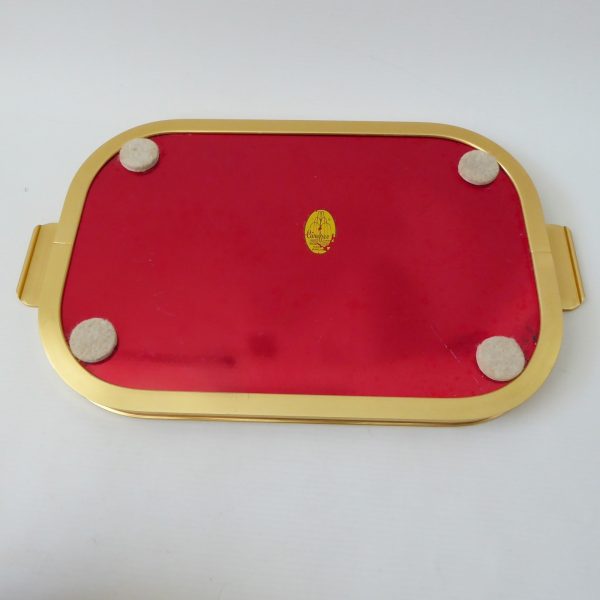 Vintage red & gold 12" drinks tray by Carefree.  1960s/1970s retro rectangular - Image 10