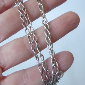 Vintage  silver chain necklace, 23" large link cable curb, probably sterling 925