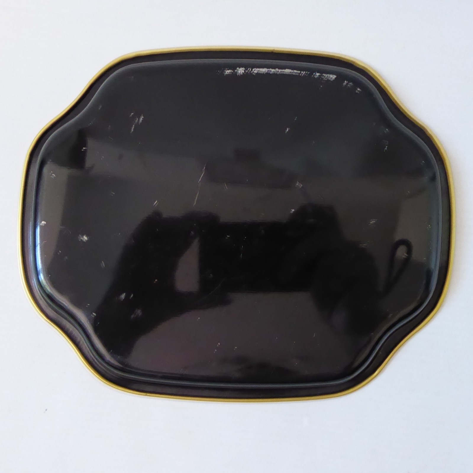 Vintage spirit shot drinks serving tray, Black & gold retro barware. Tin metal - Image 6