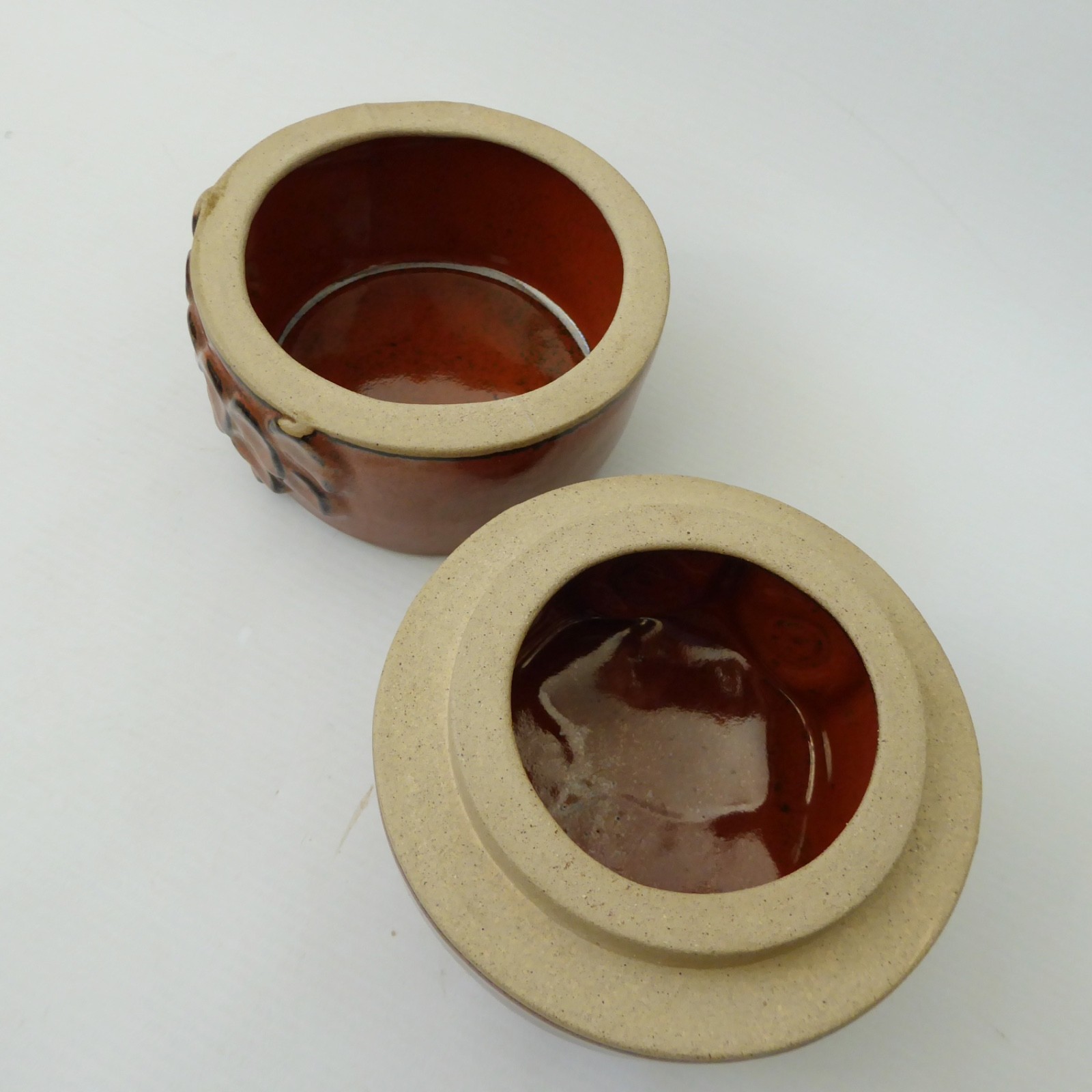 Vintage studio art pottery/ceramic owl lidded box container storage, retro pot - Image 10