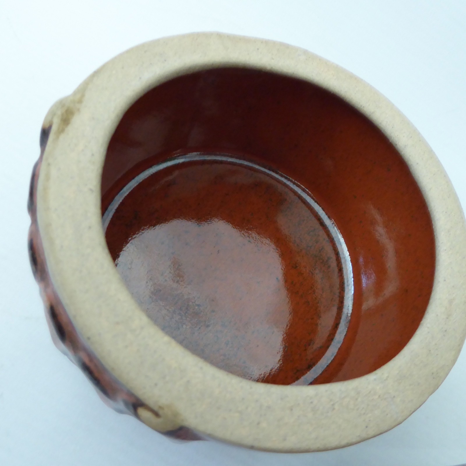 Vintage studio art pottery/ceramic owl lidded box container storage, retro pot - Image 11
