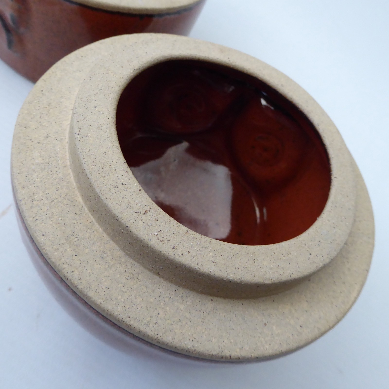 Vintage studio art pottery/ceramic owl lidded box container storage, retro pot - Image 12