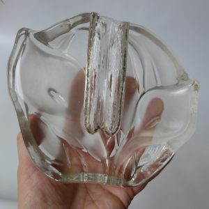 Walther Glas German single stem vintage retro art glass vase, frosted calla lily