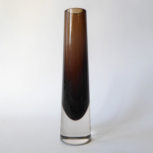 Whitefriars Cinnamon brown tapered chimney vase 9655, 7 3/4" vintage art glass