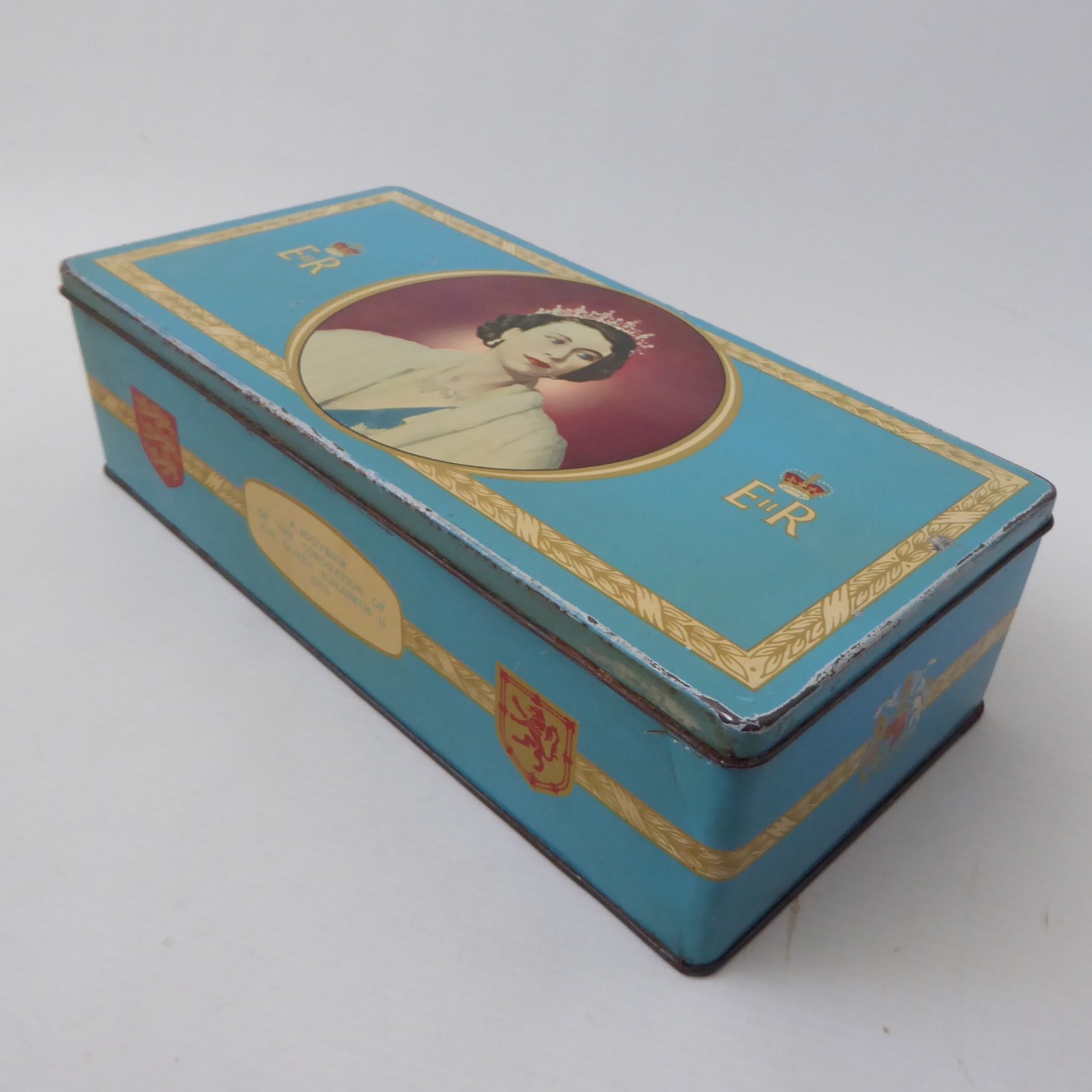 1953 HM Queen Elizabeth 11 Coronation Biscuit Tin, Meredith & Drew ltd, Vintage - Image 2