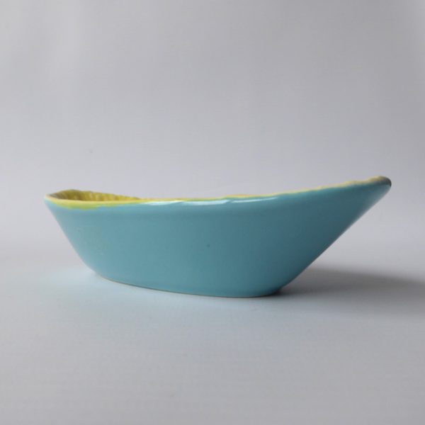 1960s Midwinter yellow and turquoise glazed ceramic dish bowl, sweetcorn. Retro - Image 8