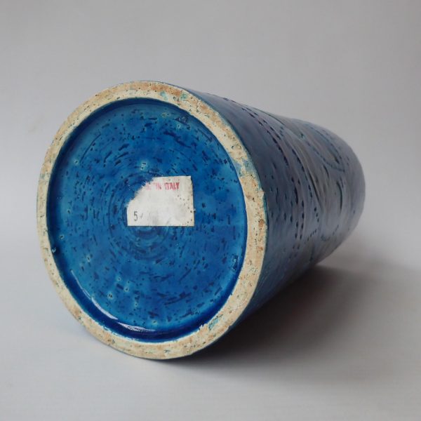 1960s big Aldo Londi Bitossi Liberty vase. Italy Rimini paisley blue art pottery - Image 12