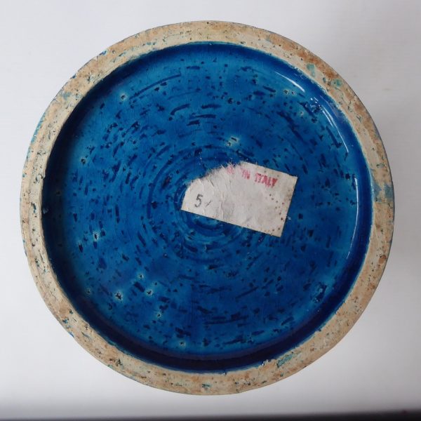 1960s big Aldo Londi Bitossi Liberty vase. Italy Rimini paisley blue art pottery - Image 13