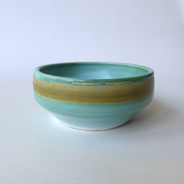 1970s David Sharp Rye studio pottery bud bowl mint/duck egg green & wax resist - Image 6