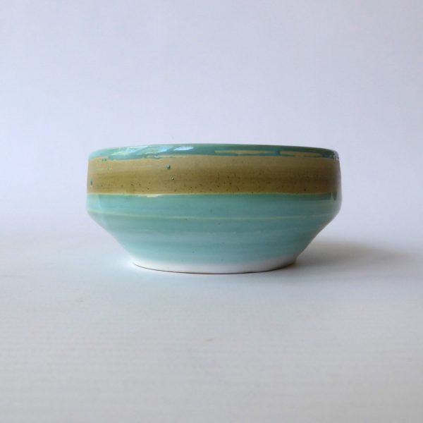 1970s David Sharp Rye studio pottery bud bowl mint/duck egg green & wax resist - Image 7