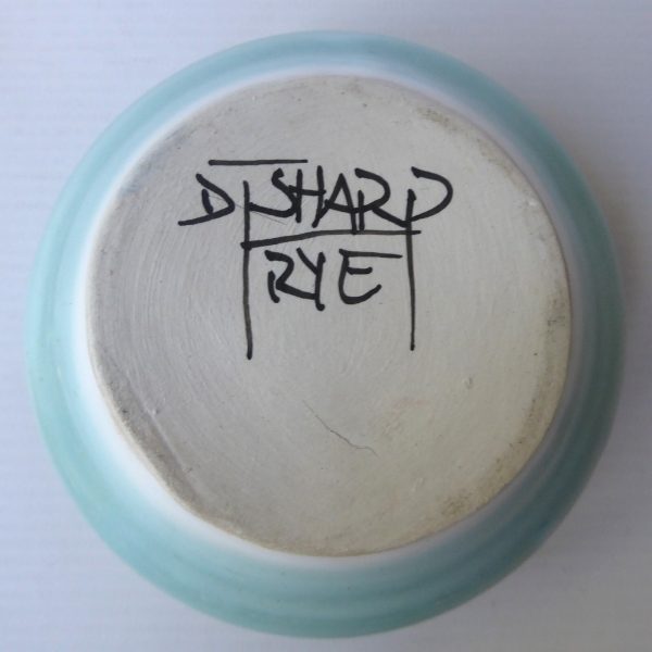 1970s David Sharp Rye studio pottery bud bowl mint/duck egg green & wax resist - Image 10
