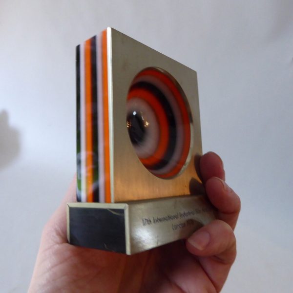 1976 International Industrial Film Festival award trophy memorabilia, op art 70s - Image 12