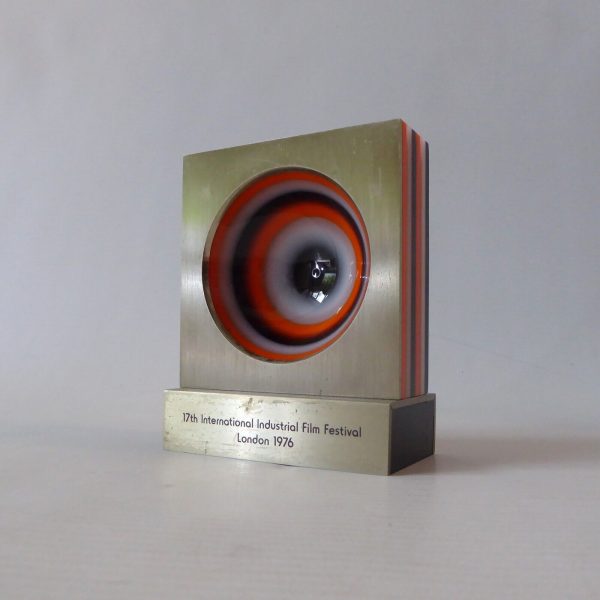 1976 International Industrial Film Festival award trophy memorabilia, op art 70s - Image 3
